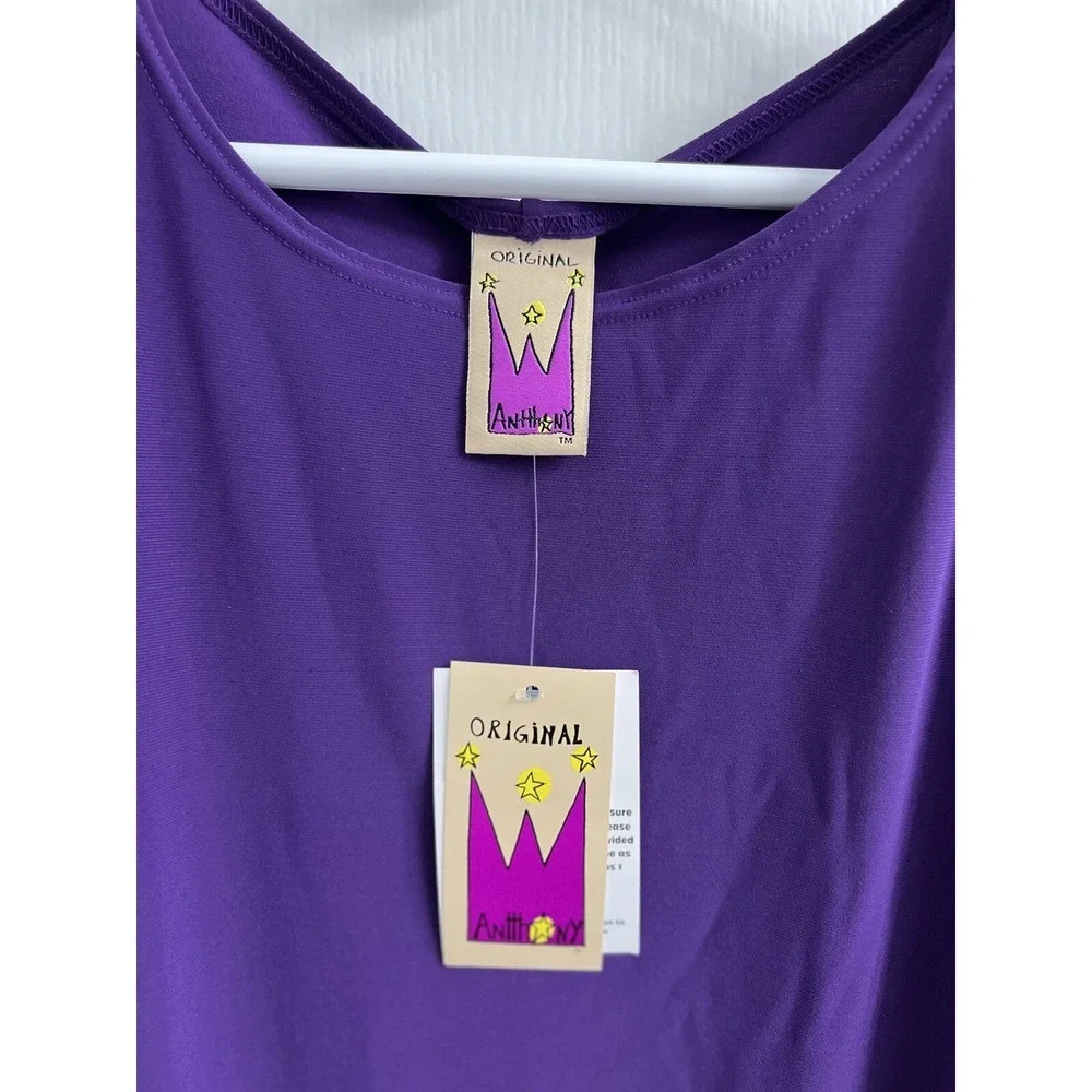 Antthony Original Purple Long Sleeve Tunic Top Scoop Neck Plus Size 2X 2488 NEW